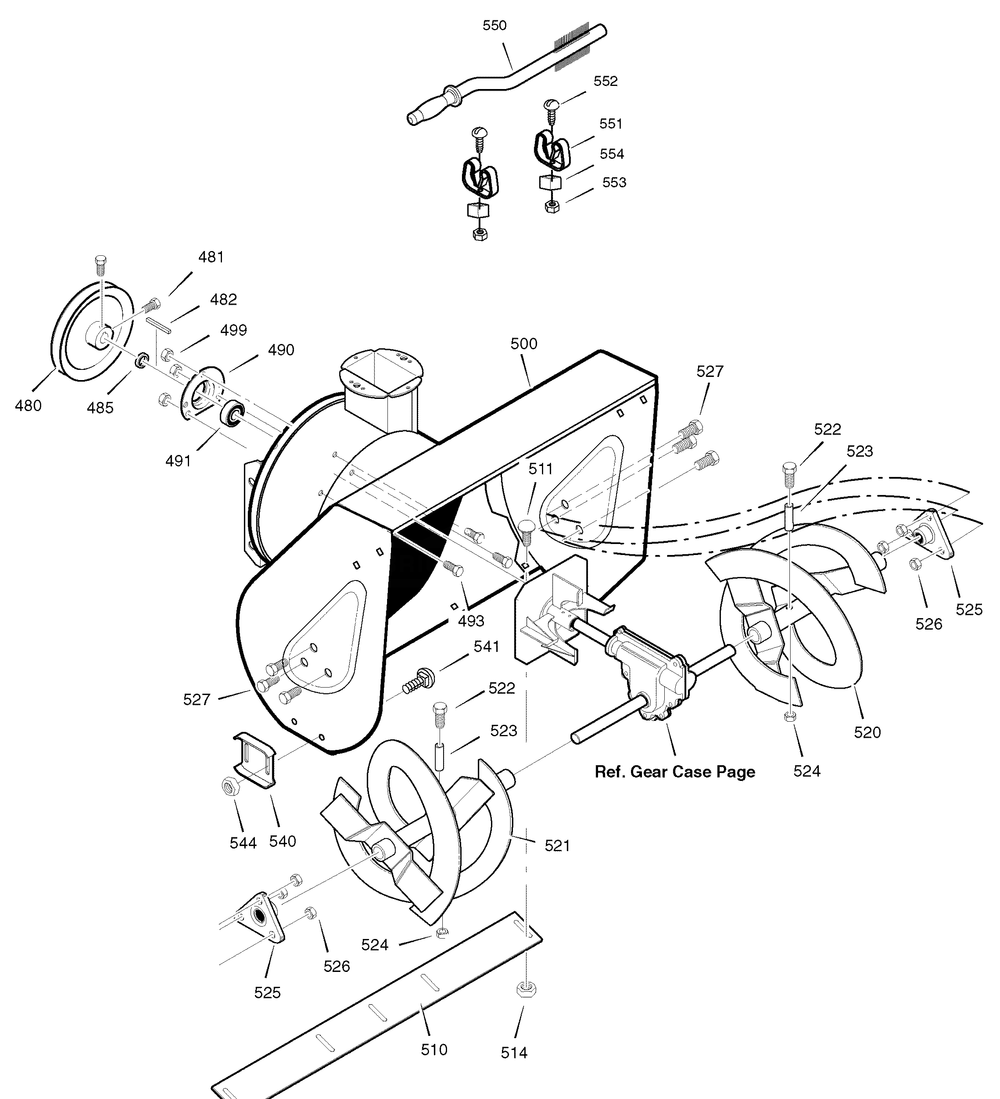 Auger Housing Diagram and Parts List for 626750X16B 2004 Briggs and Stratton Snow Blower